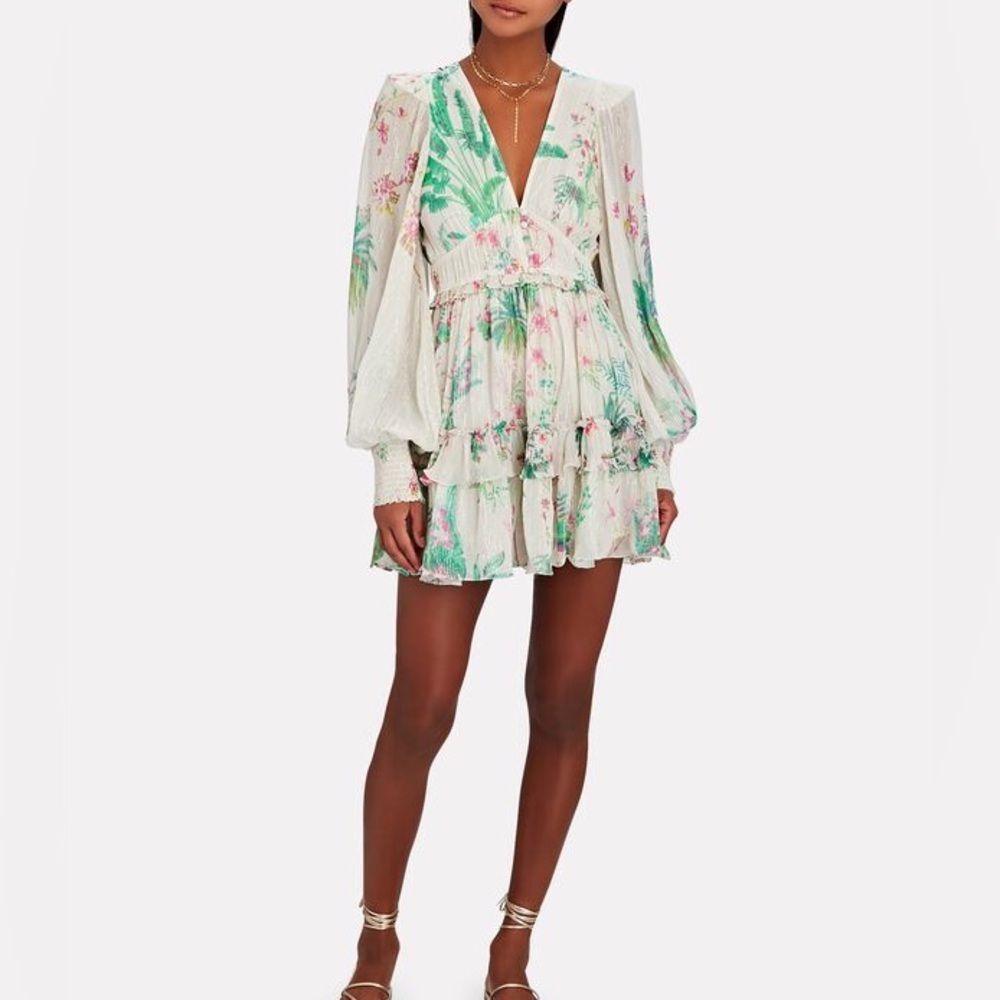 HEMANT & NANDITA 
Zaina Botanical Chiffon Mini Dress 🤩 NWT